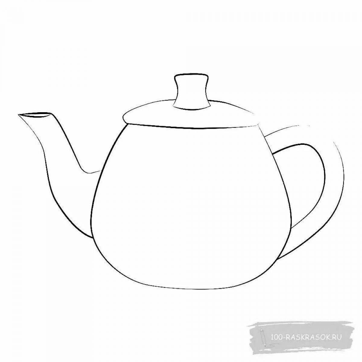 Coloring page cheerful teapot