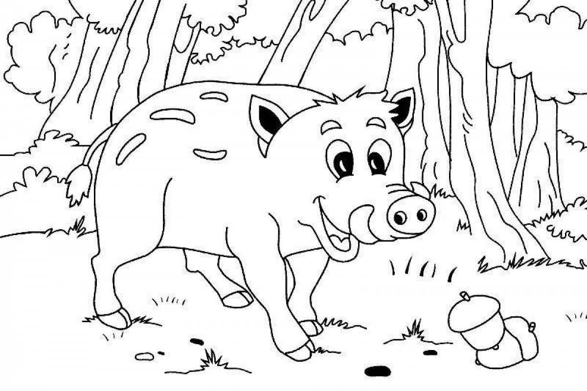 Coloring page determined boar