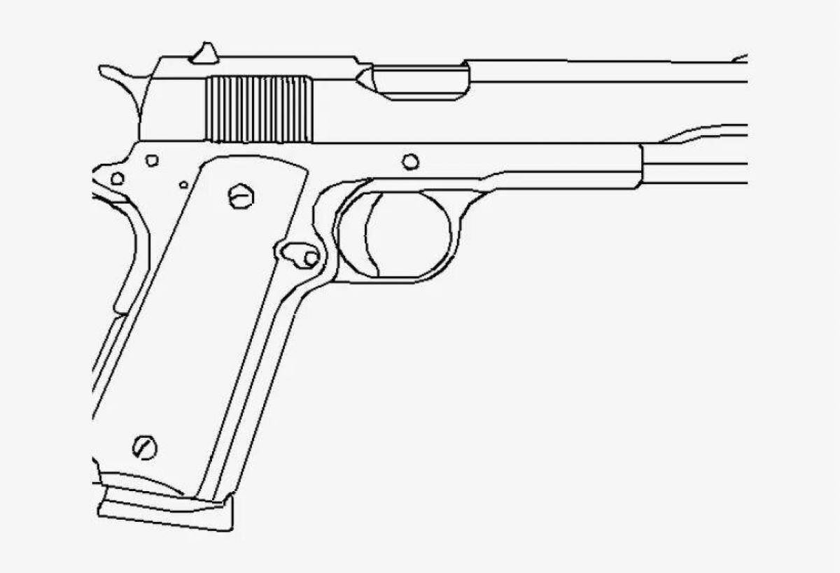 Фото Яркая страница раскраски пистолета deagle