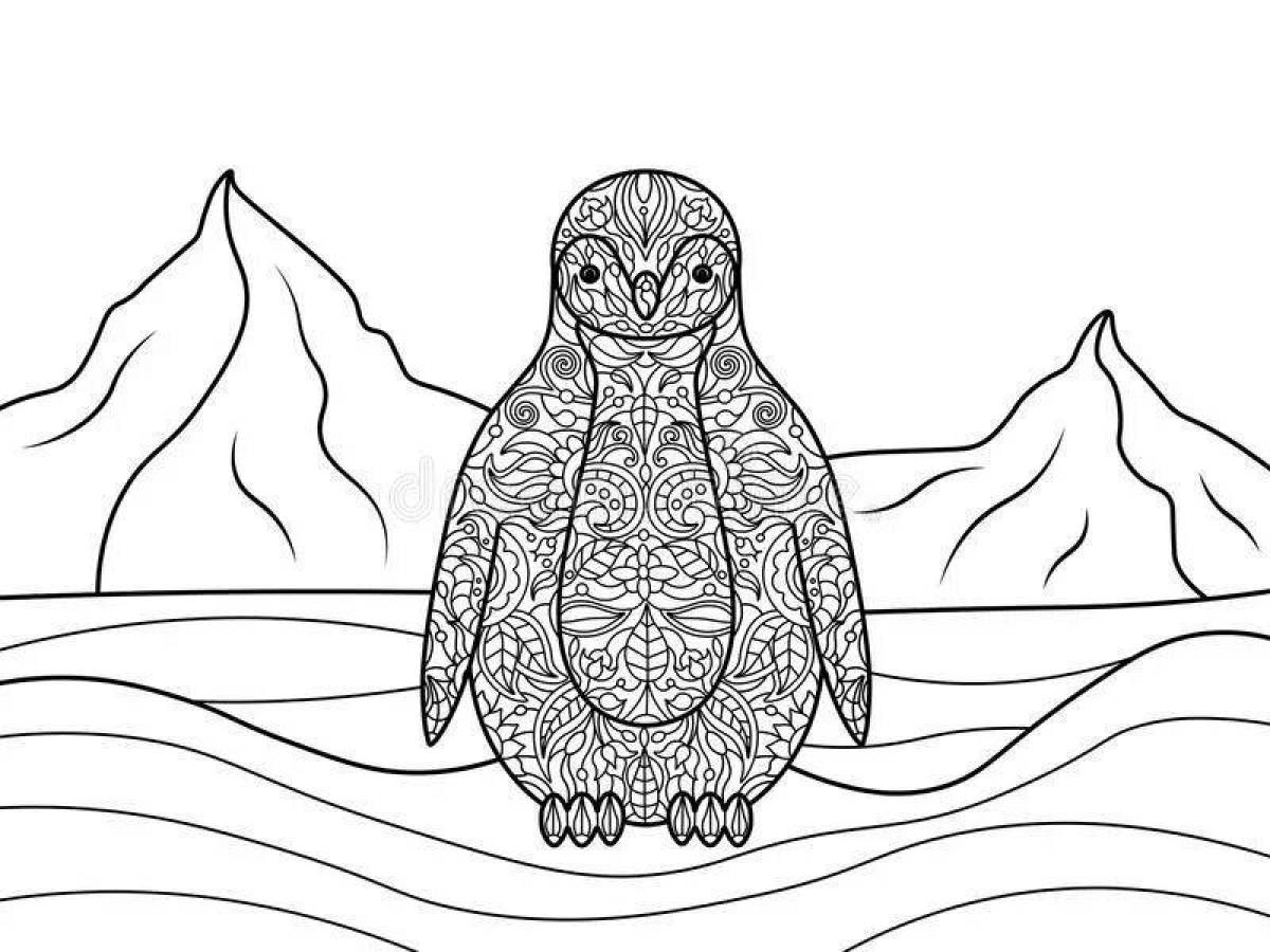Фото Раскраска обаятельный антистрессовый пингвин
