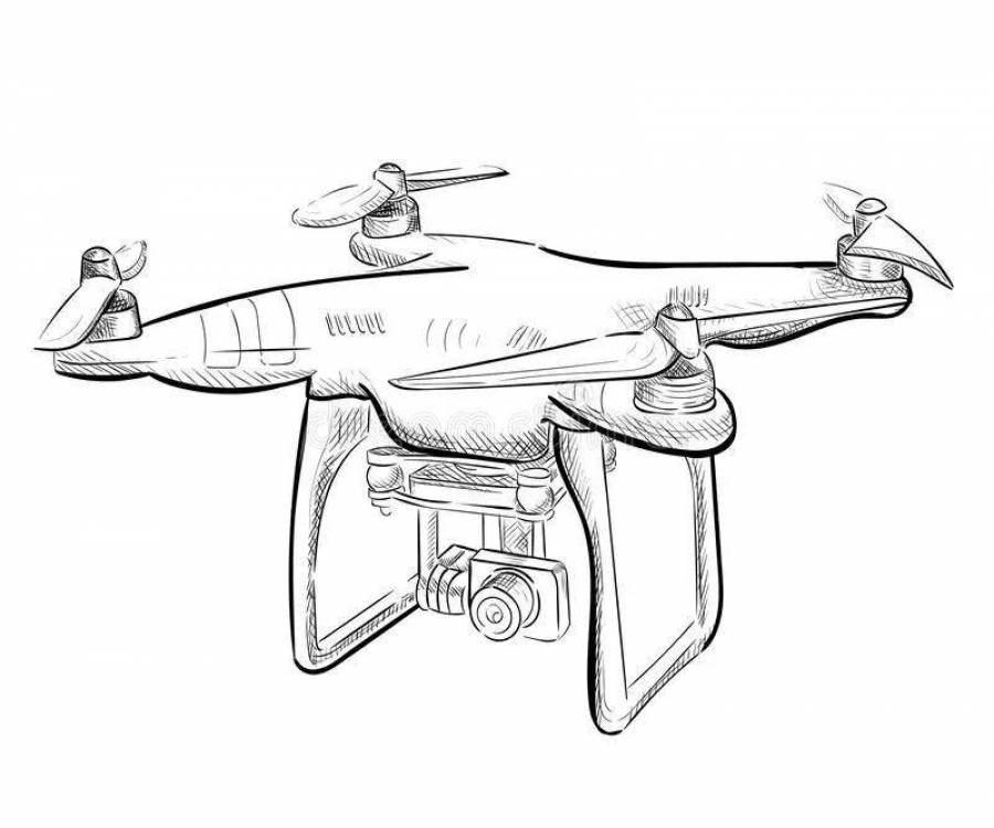 Дрон рисунок карандашом