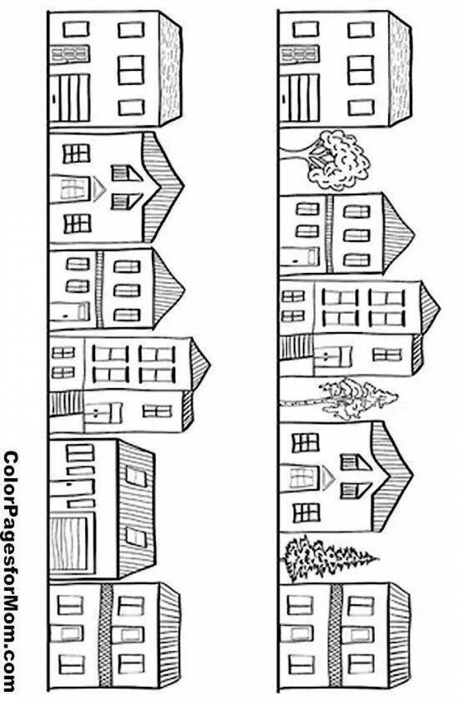 раскраска многоэтажный дом