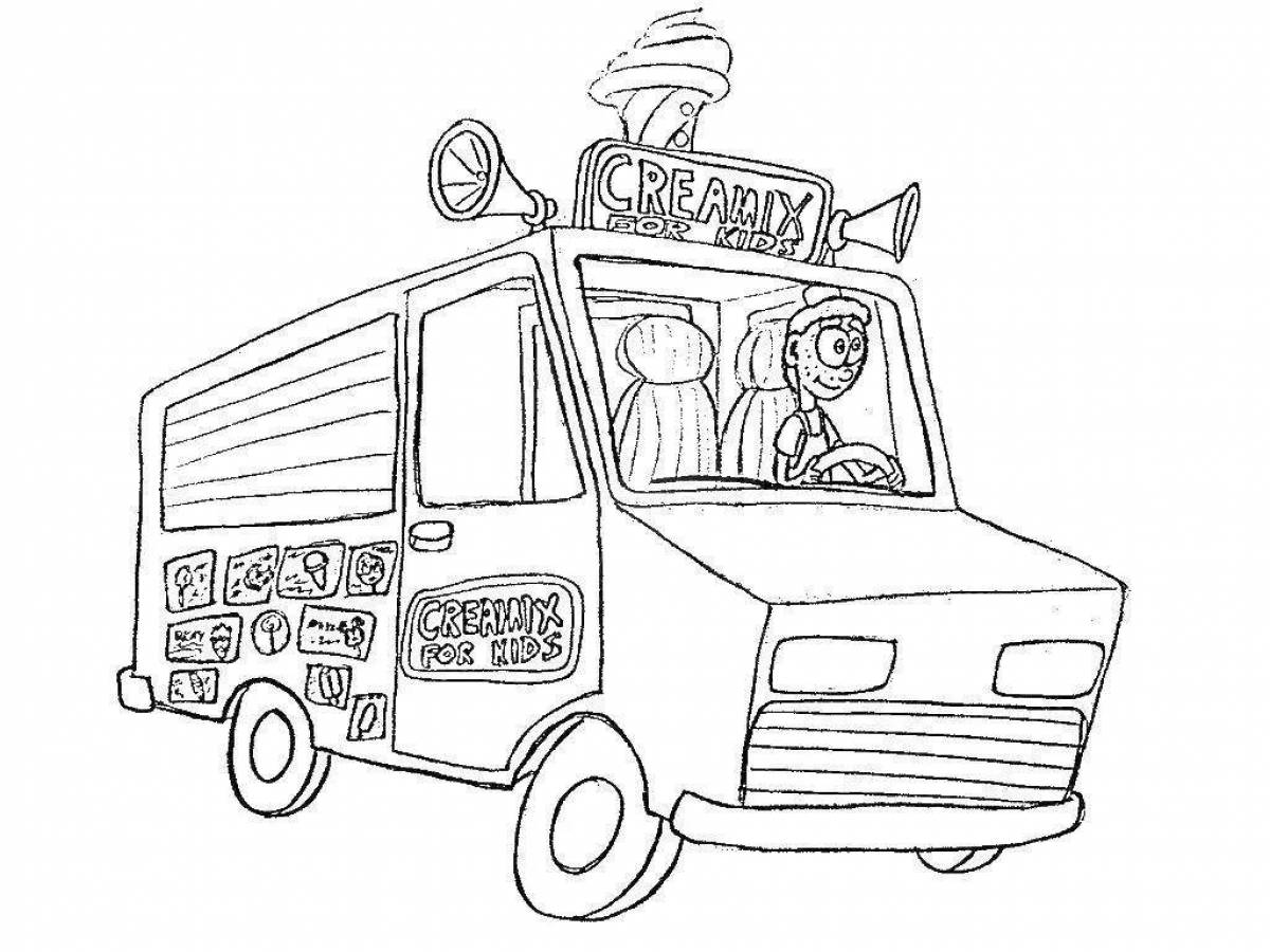 Фургон с мороженым раскраска