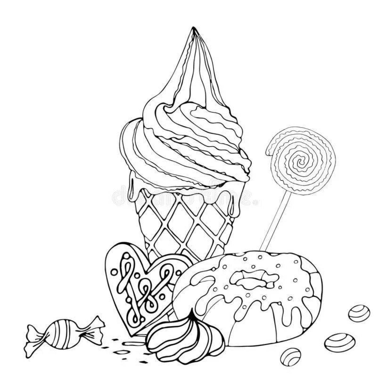 Раскраски тортики и пирожные и мороженое