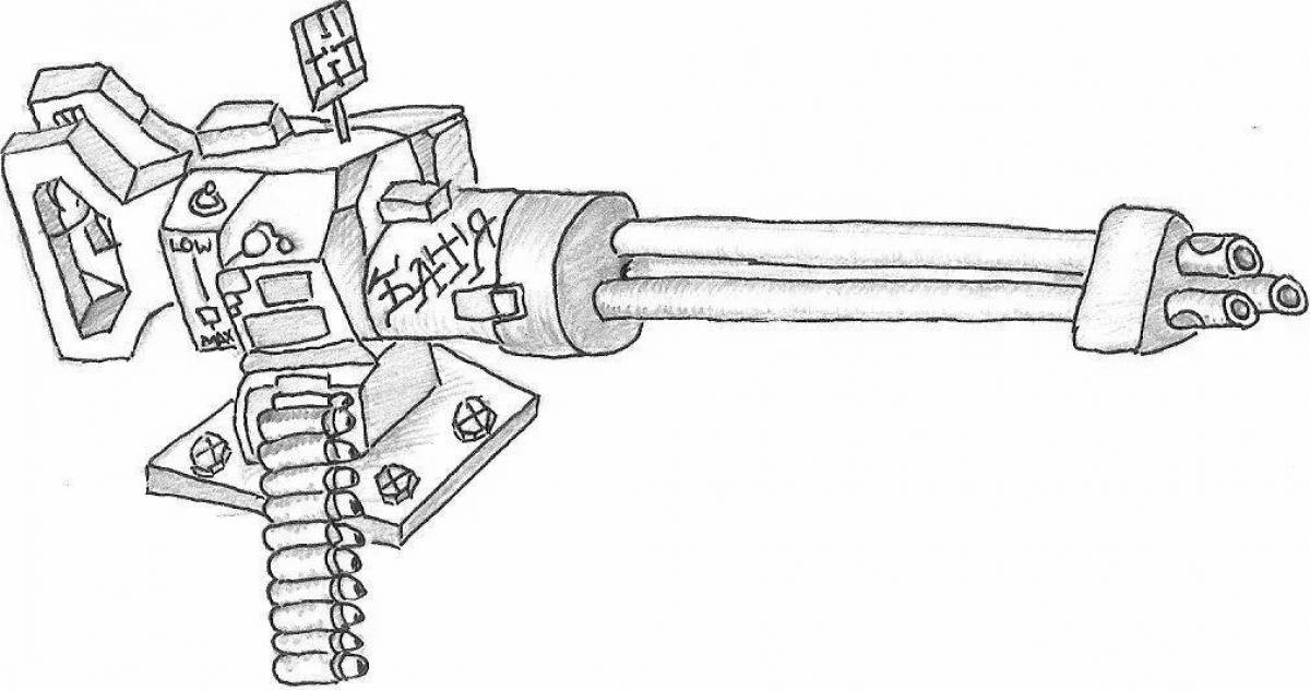 Фото Уникальная страница раскраски minecraft gun