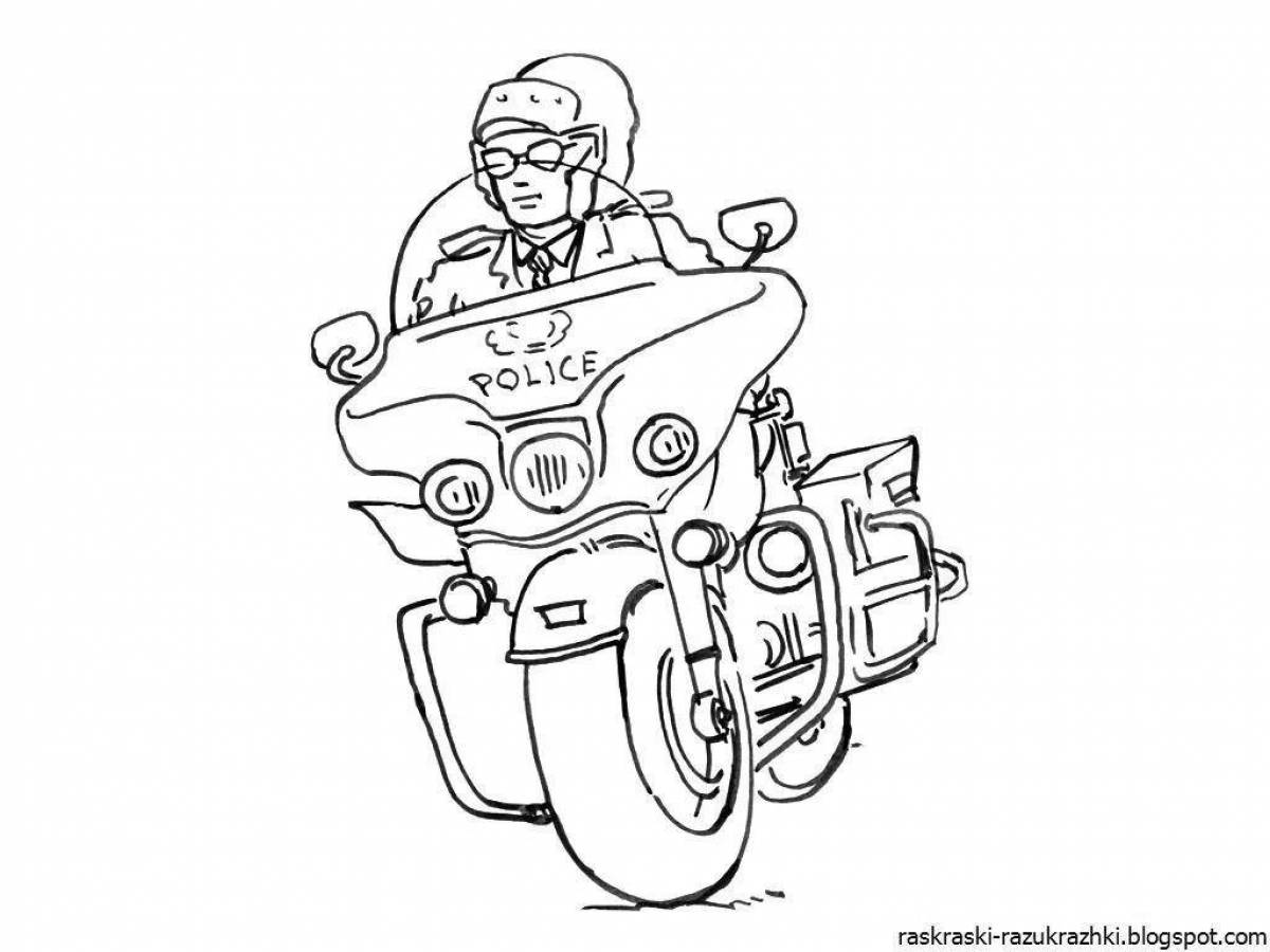 Фото Динамичная страница раскраски полиции мотоциклов