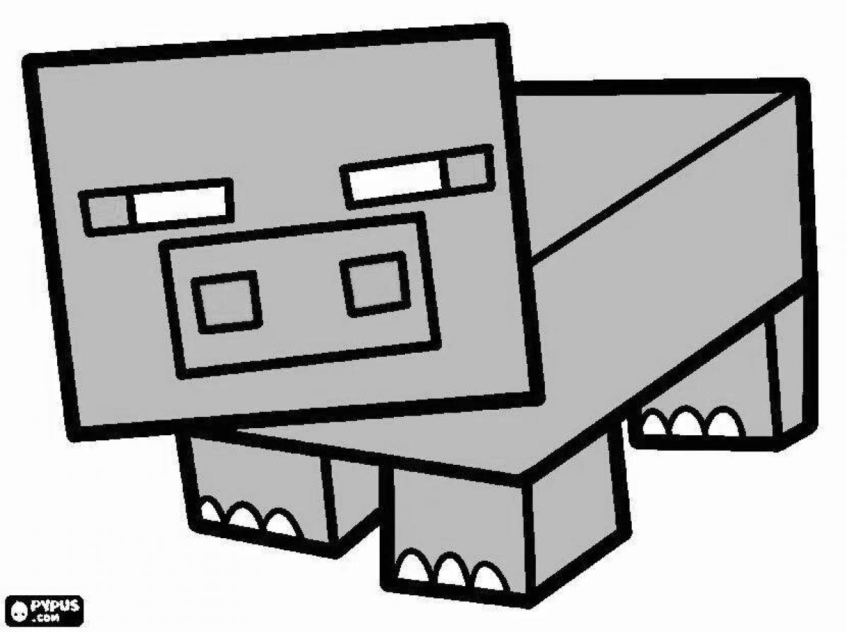 Fancy minecraft pig coloring pages