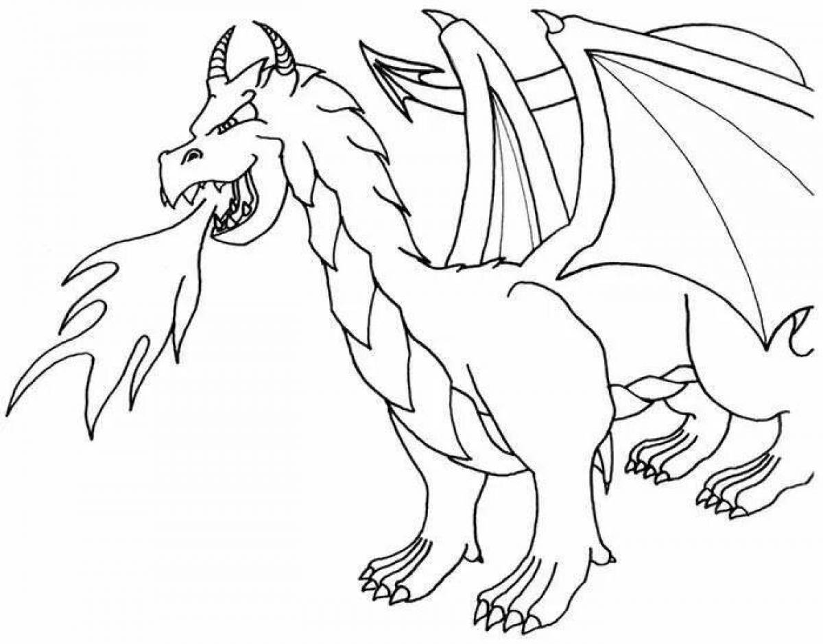 Gorgeous fire dragon coloring page