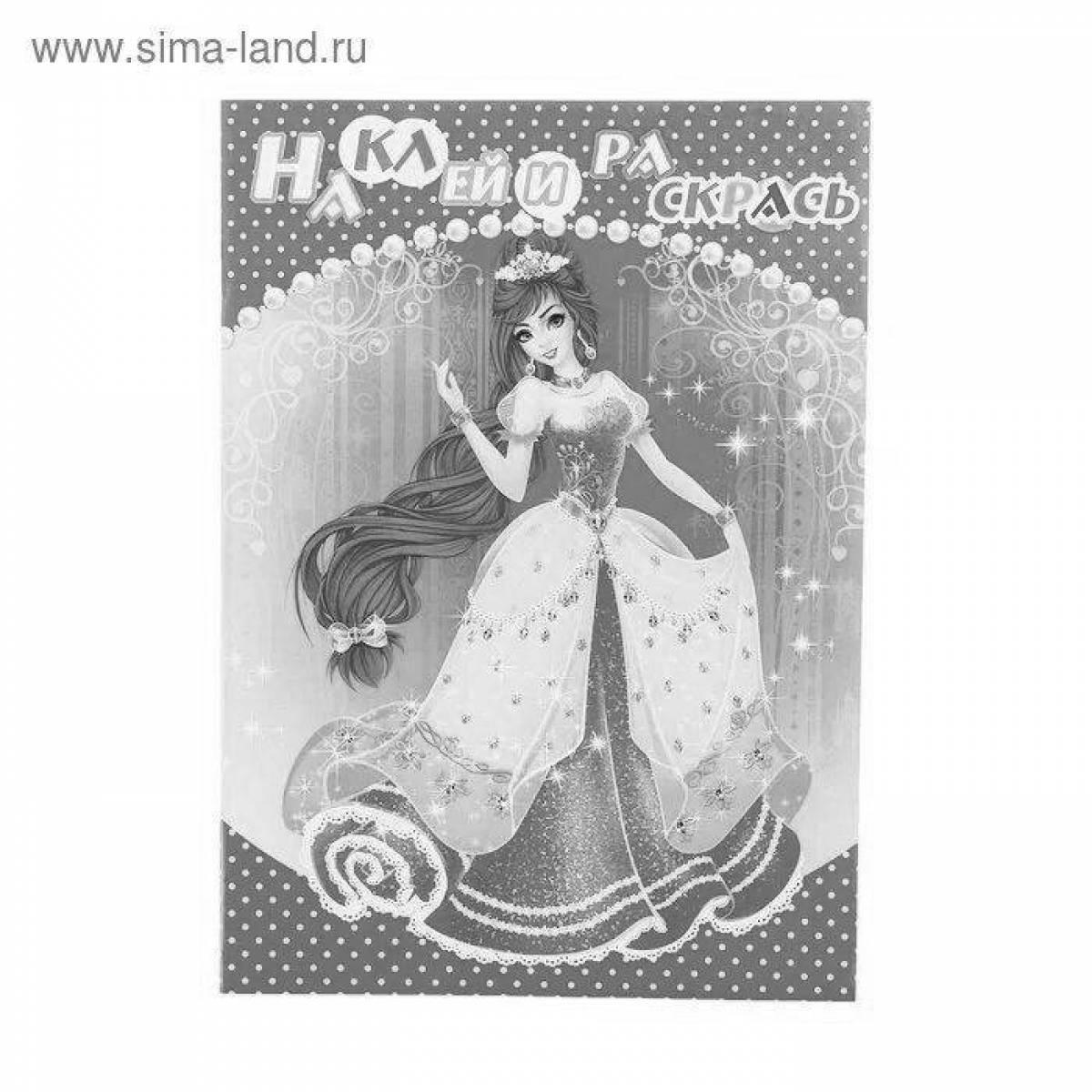 Фото Сияющая раскраска наклейка книжка принцесса