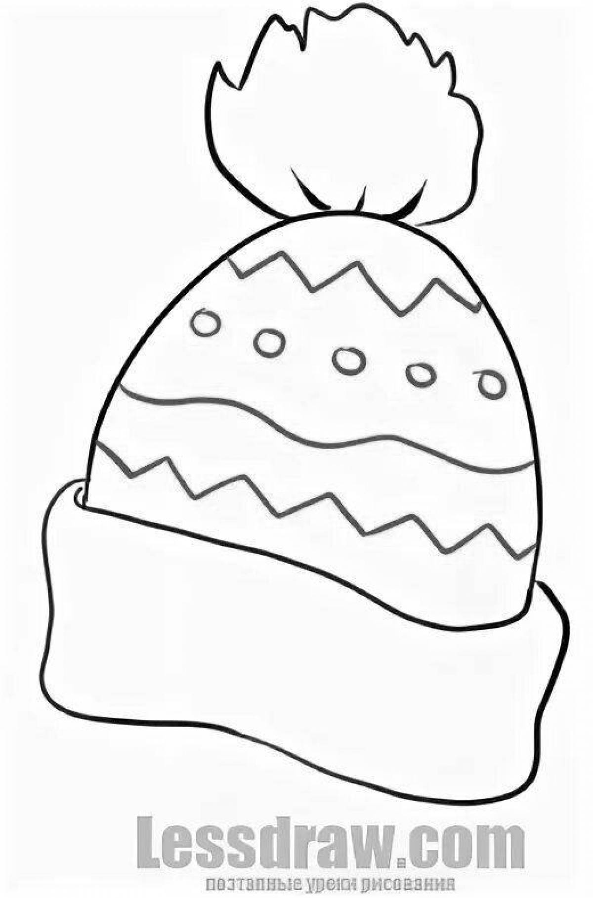 Фото Раскраска уютная шапка с помпоном