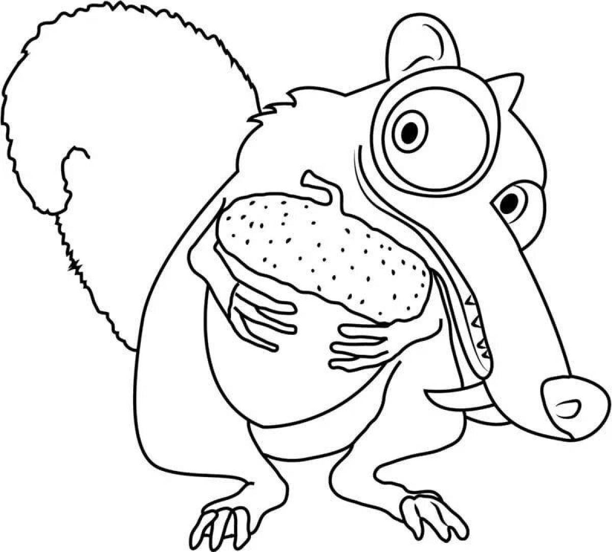 Ice age glowing squirrel coloring page
