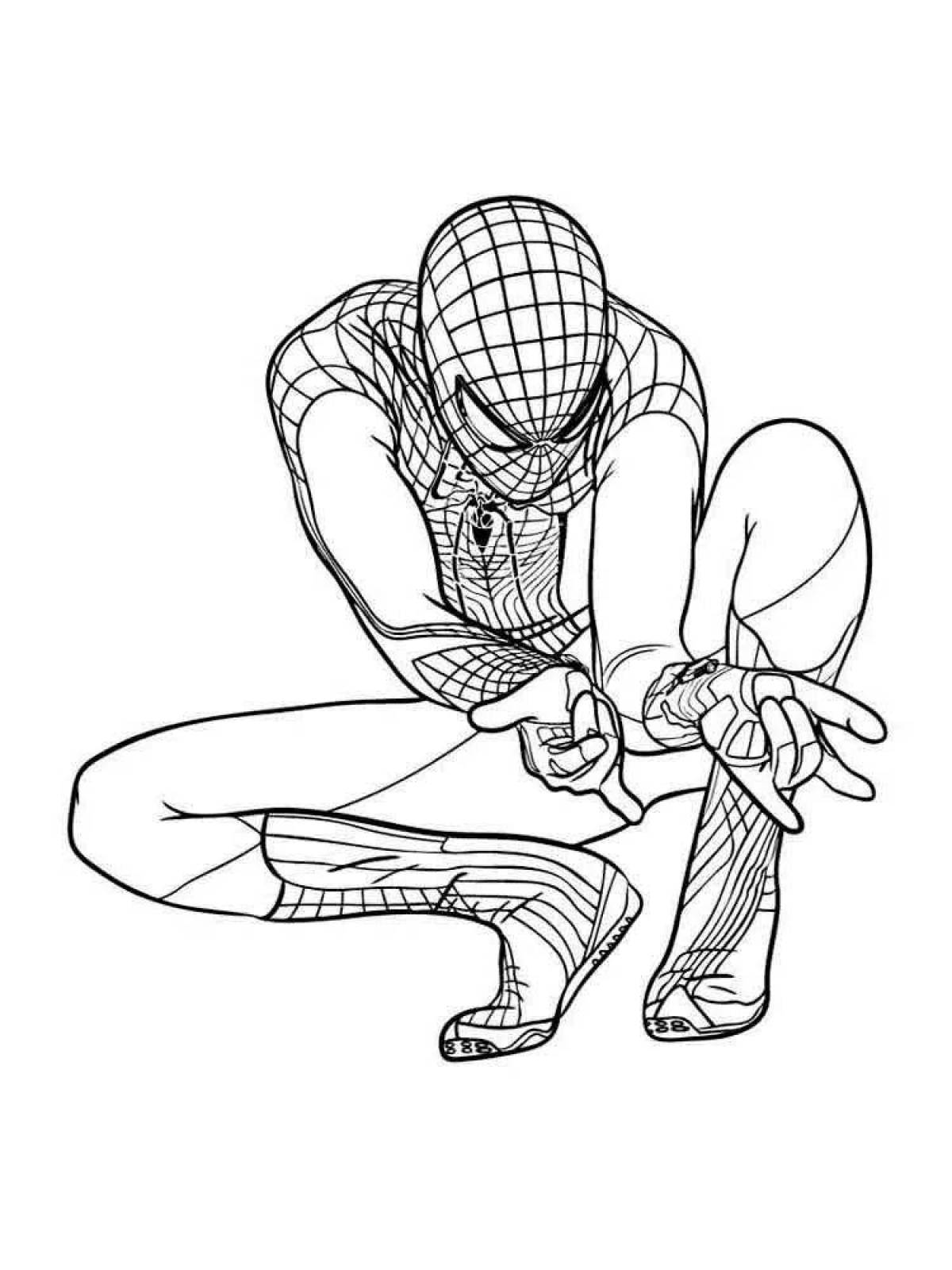 Фото Красочно созданная страница раскраски человека-паука