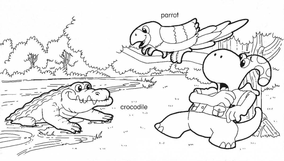 Попугай крокодилы бегемоты. Бегемот и крокодил раскраска. Крокодил Гена раскраска. Раскраска семья крокодилов. Слоненок и крокодил раскраска.