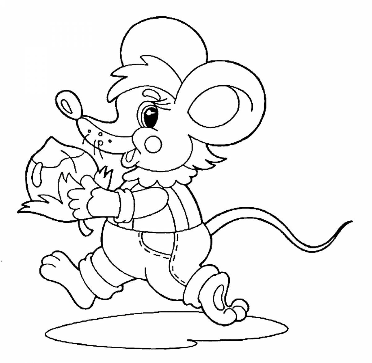 Photo Mouse runs with cheese
