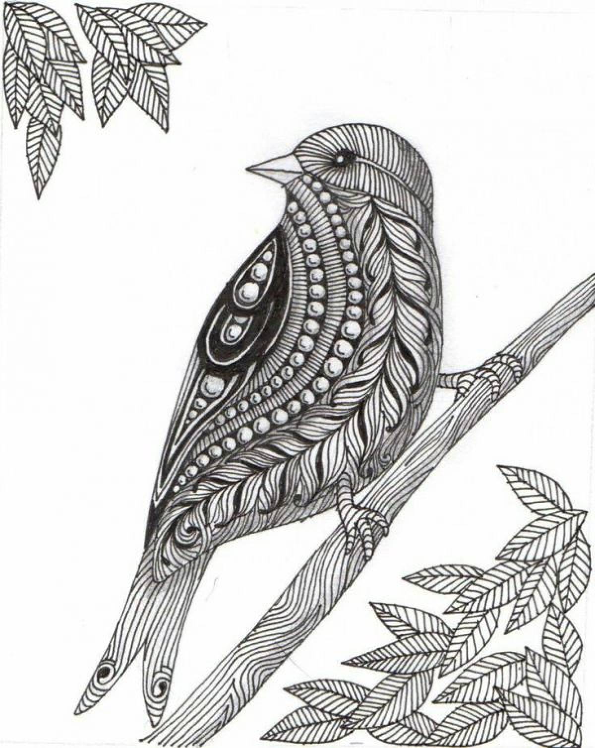 Antistress bird coloring page