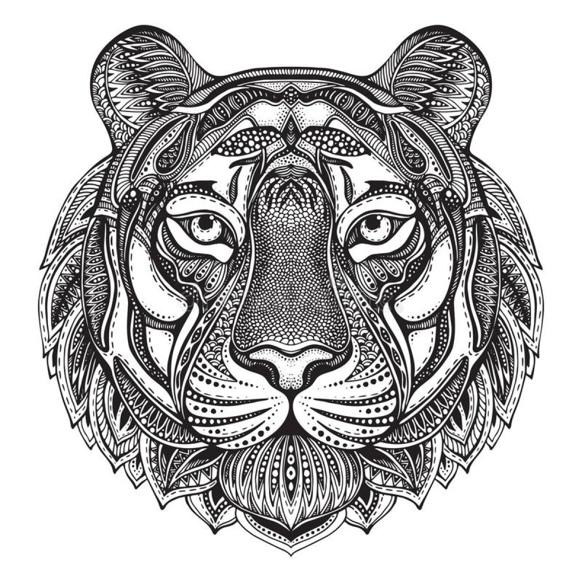Раскраска тигр антистресс