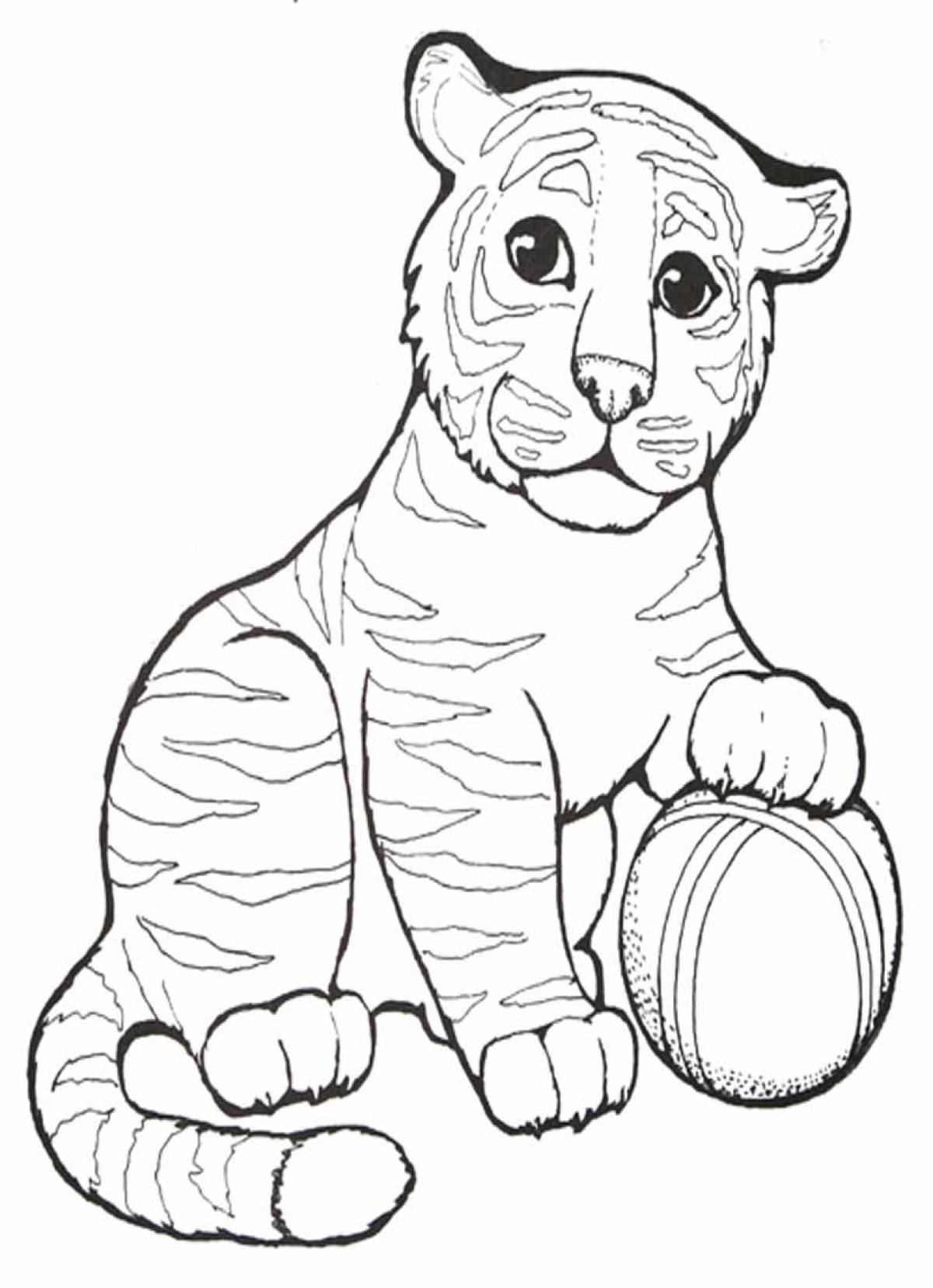 Tiger cub with a ball