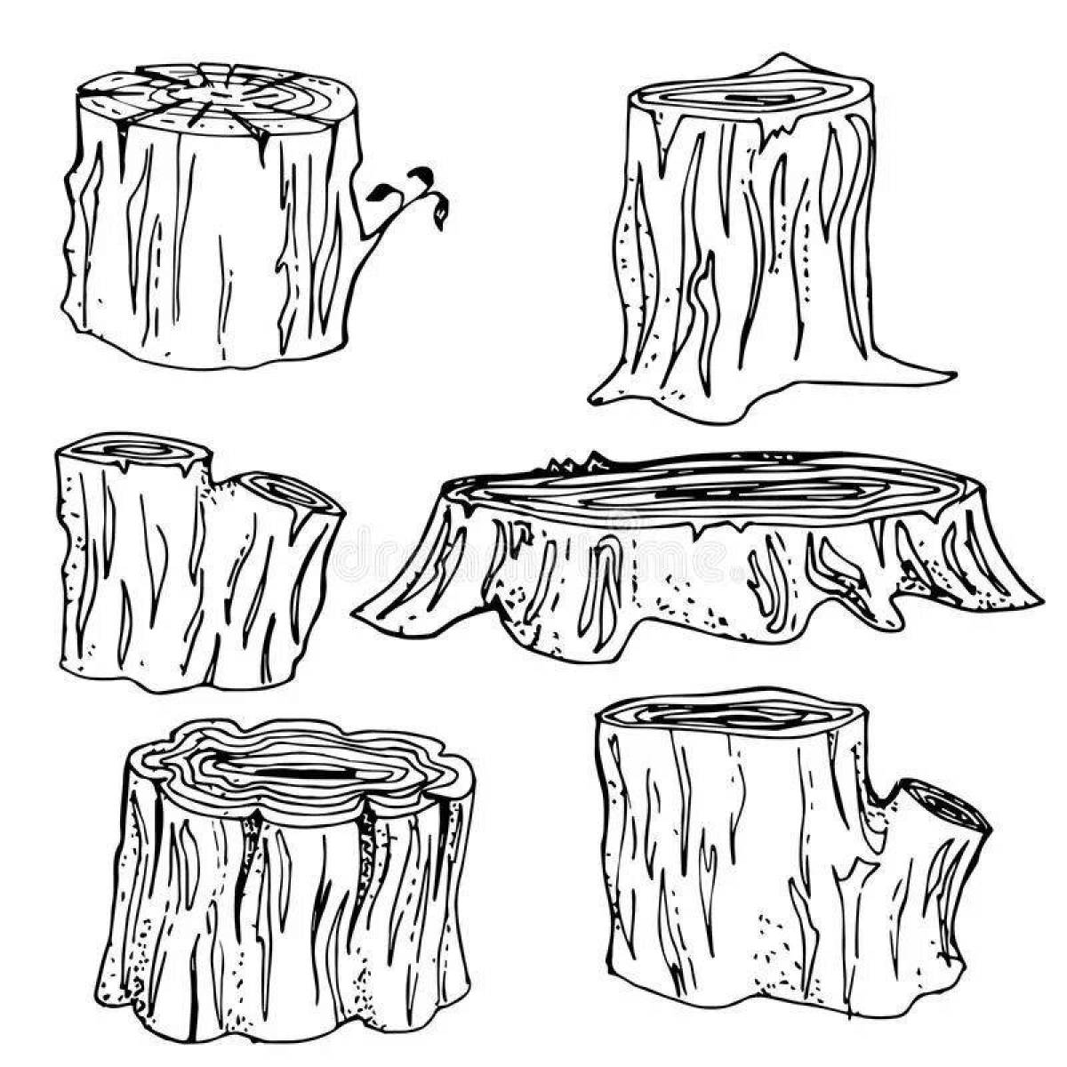 Пень картинка для детей раскраска