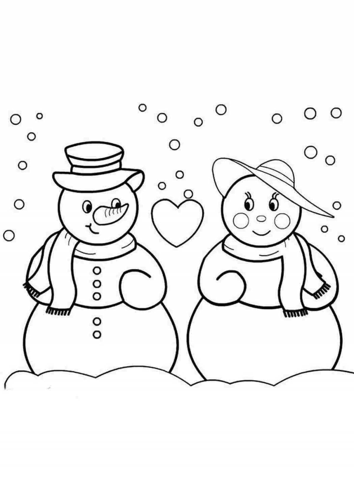 Фото Очаровательные снеговики в шерстяных шапках и шарфах