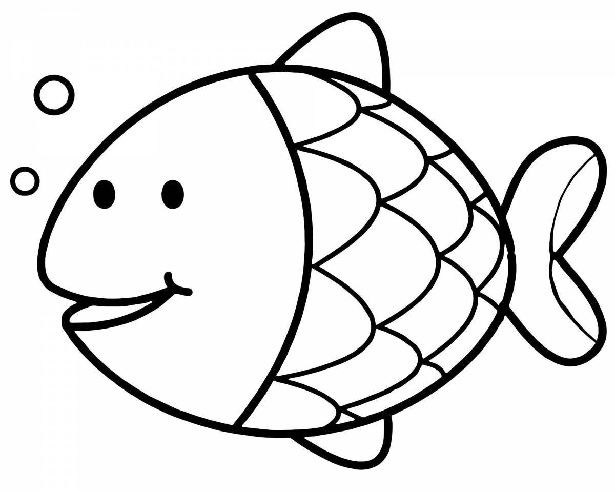 Фото Веселая рыбка-раскраска для детей 4-5 лет