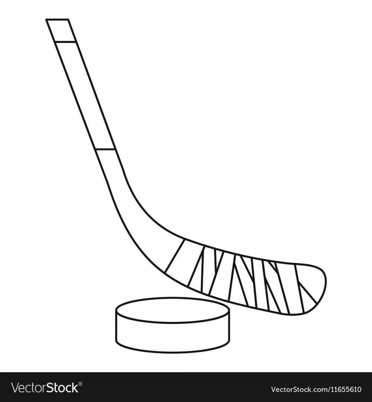 Фото Яркая страница раскраски хоккейной клюшки