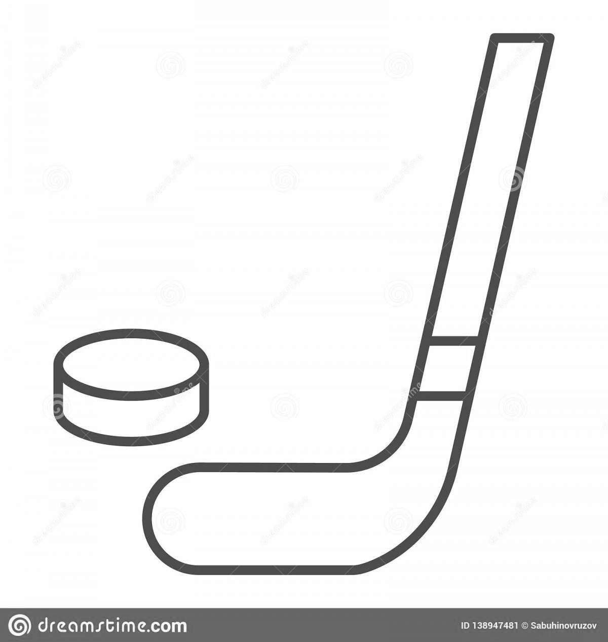 Фото Игривая страница раскраски хоккейной клюшки
