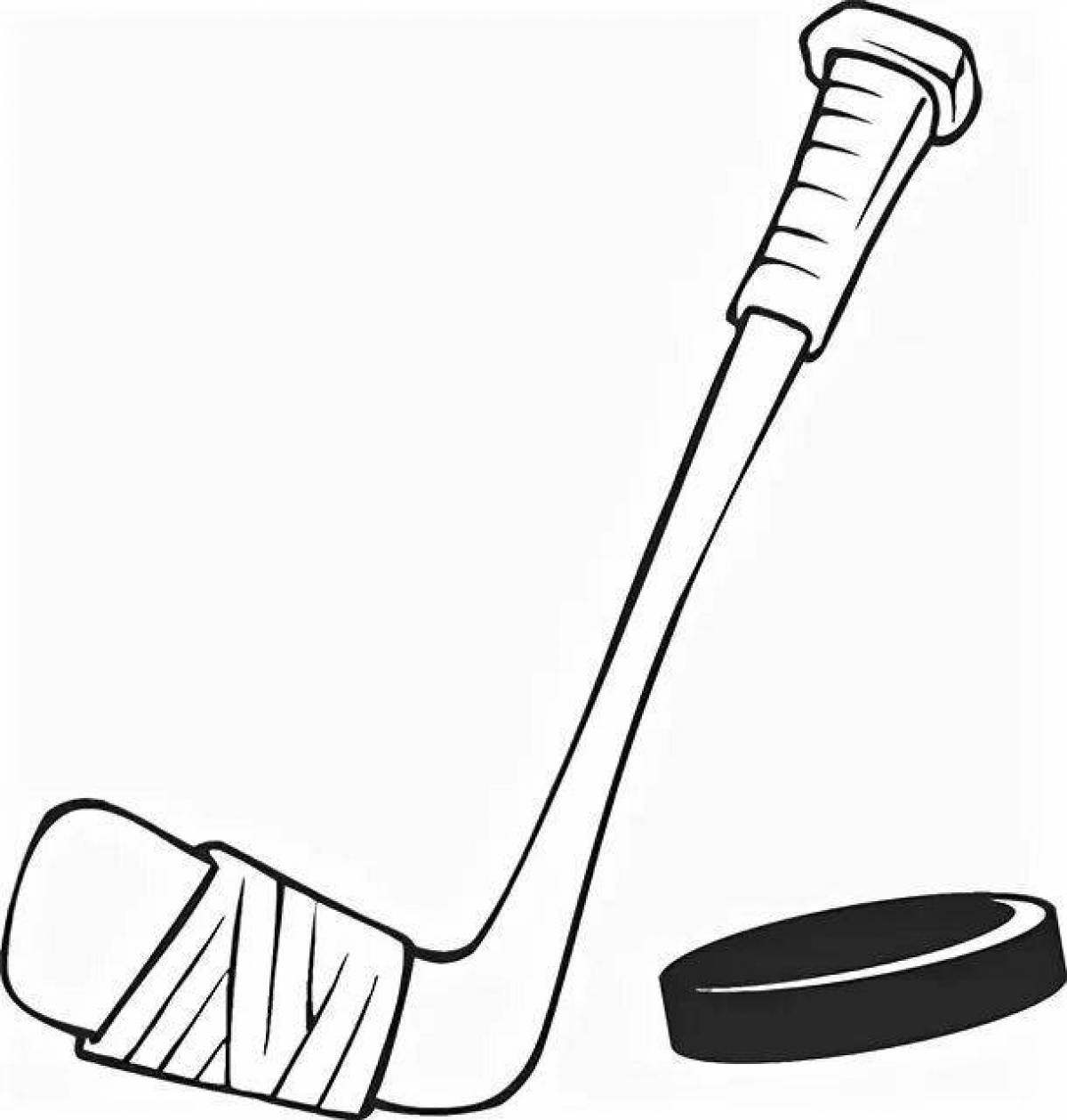 Фото Анимированная страница раскраски хоккейной клюшки