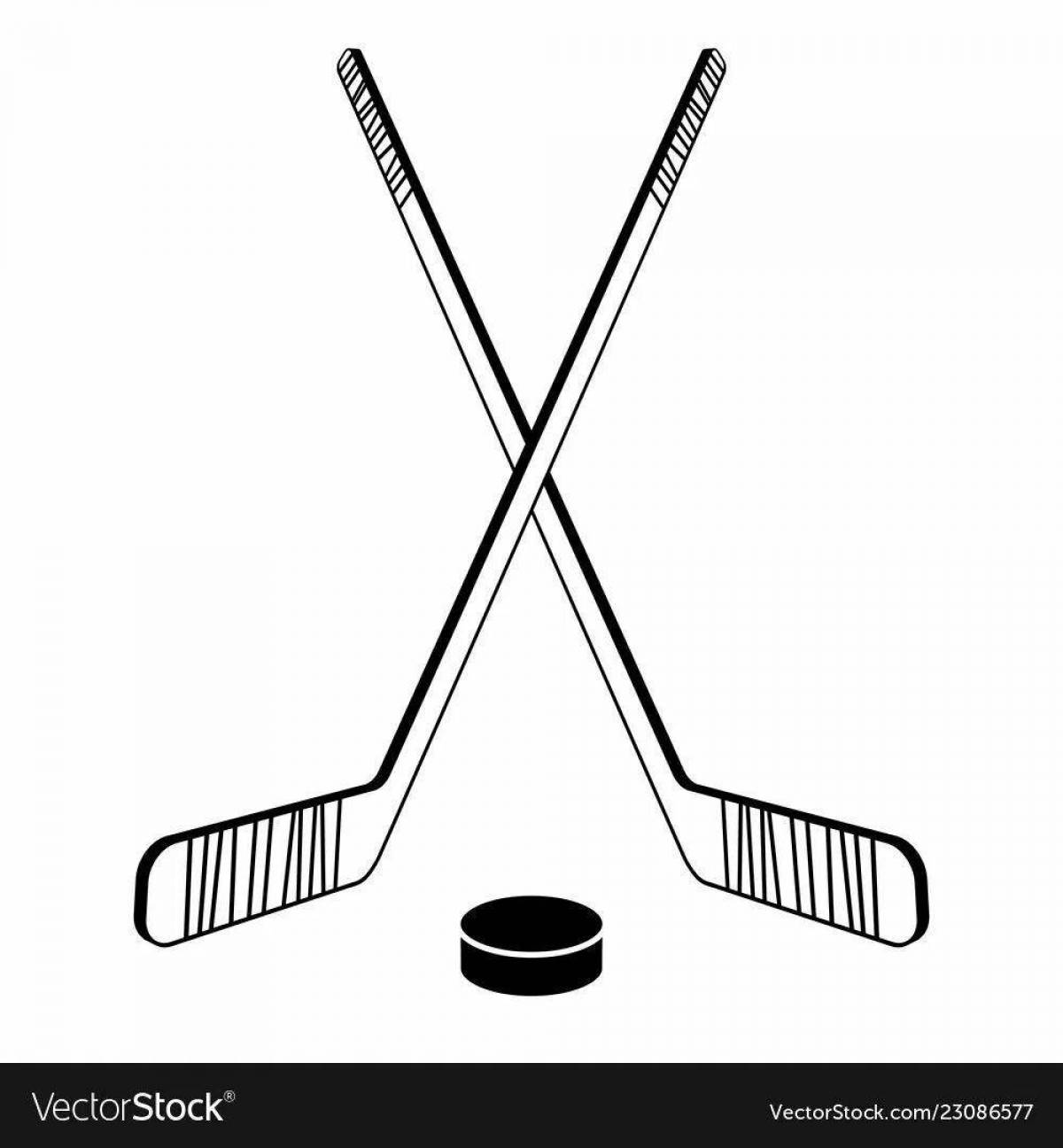Фото Живая страница раскраски хоккейной клюшки