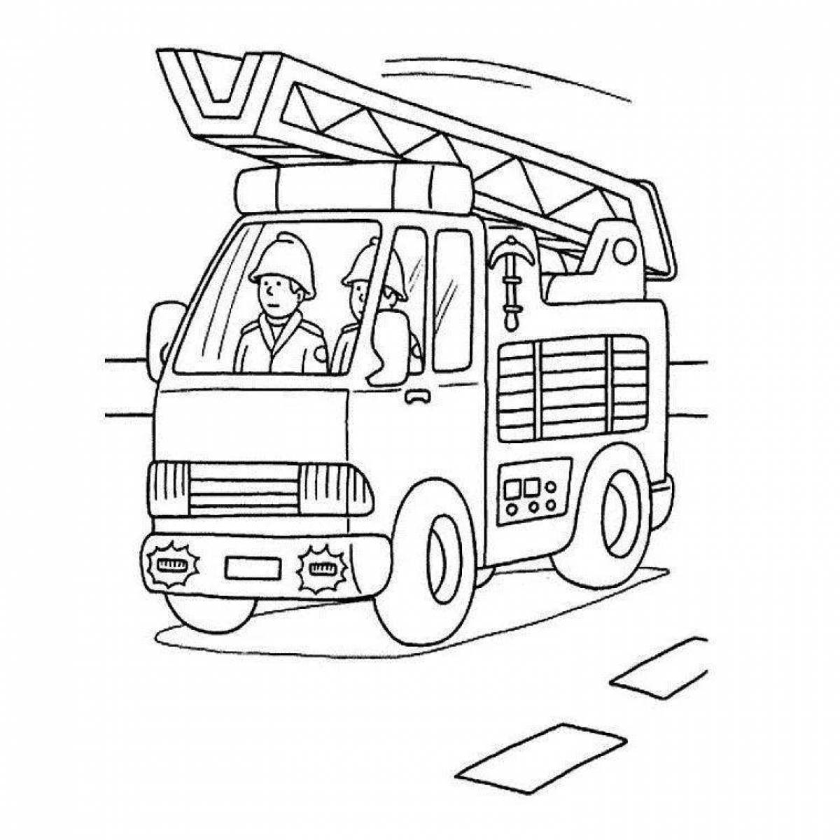 Рисунок для раскраски пожарная машина для детей