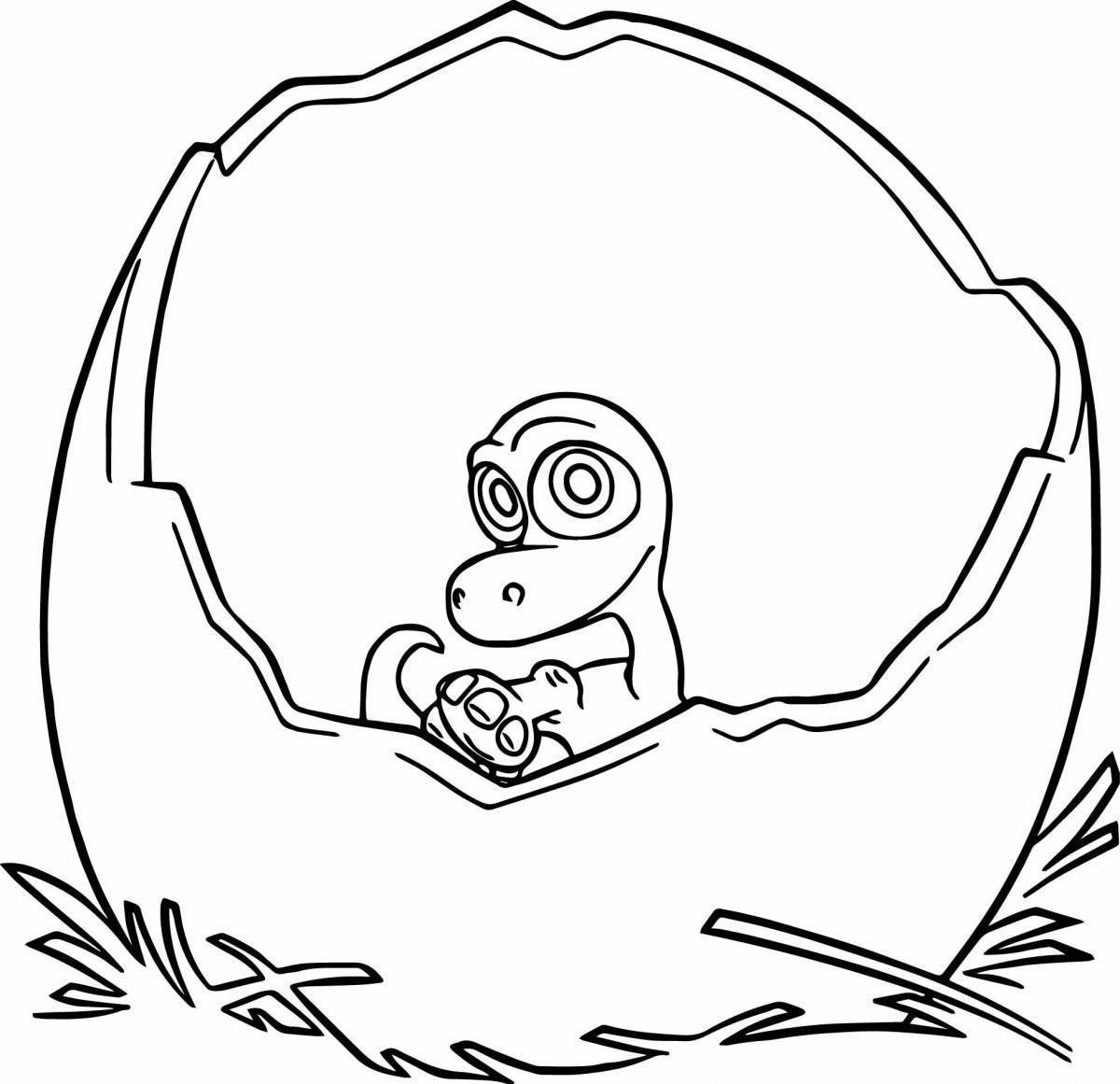 Раскраска малыш Динозаврик в яйце