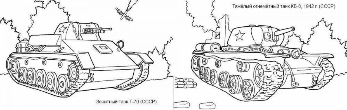 Рисунок на 9 мая раскраска танк