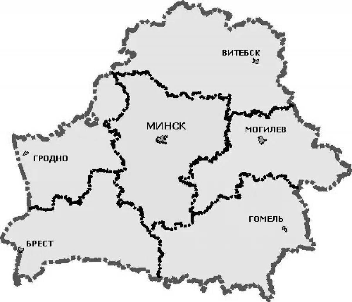 Карта Белоруссии с областями и границами