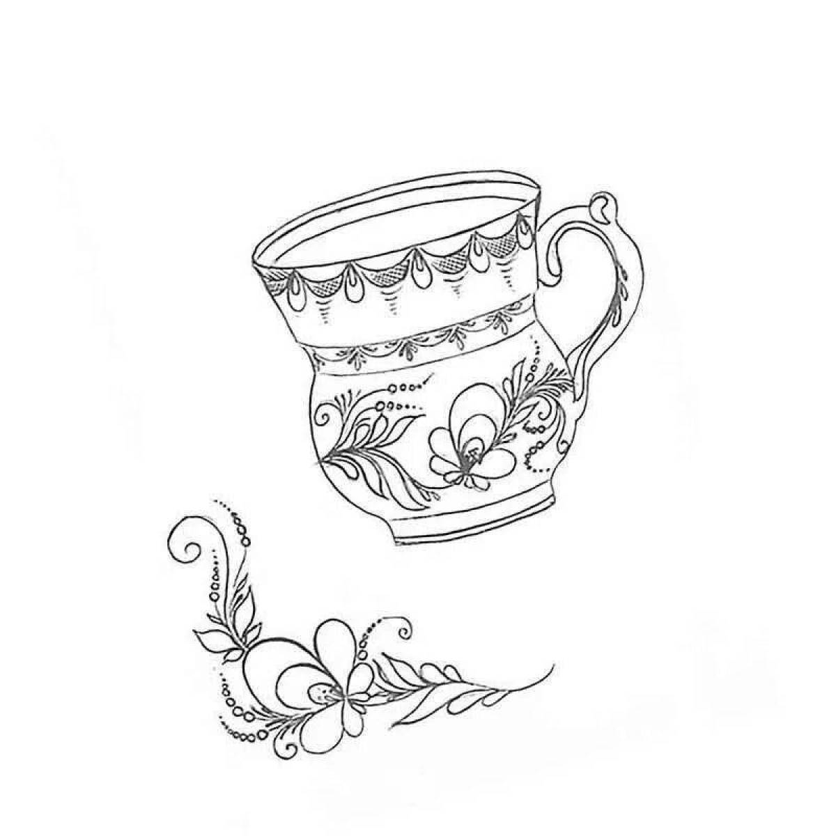 Детский рисунок гжель чашка