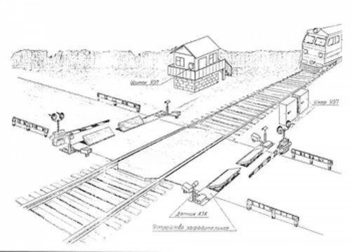 Железнодорожный переезд рисунок