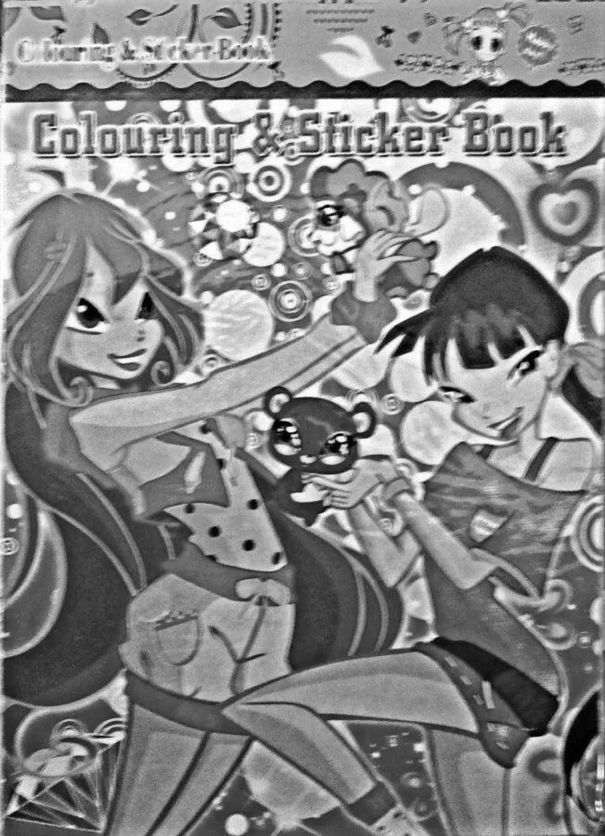Playful winx sticker coloring page