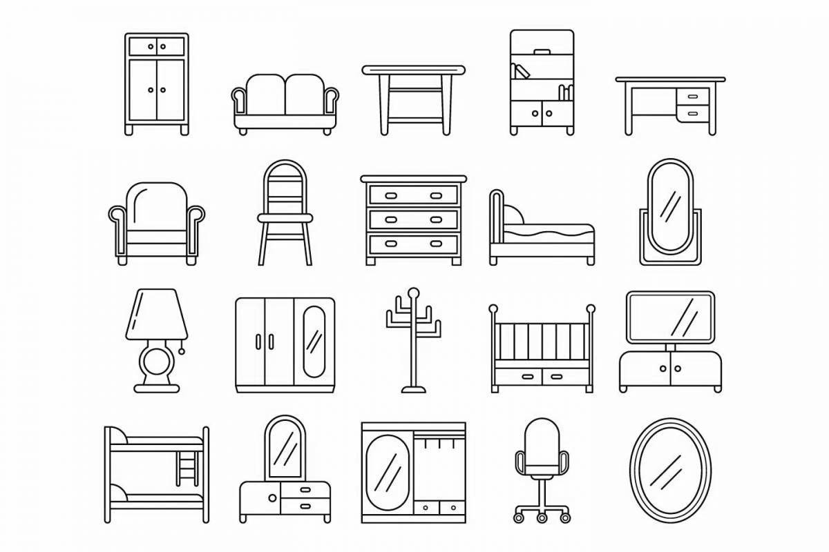 Cute furniture coloring page