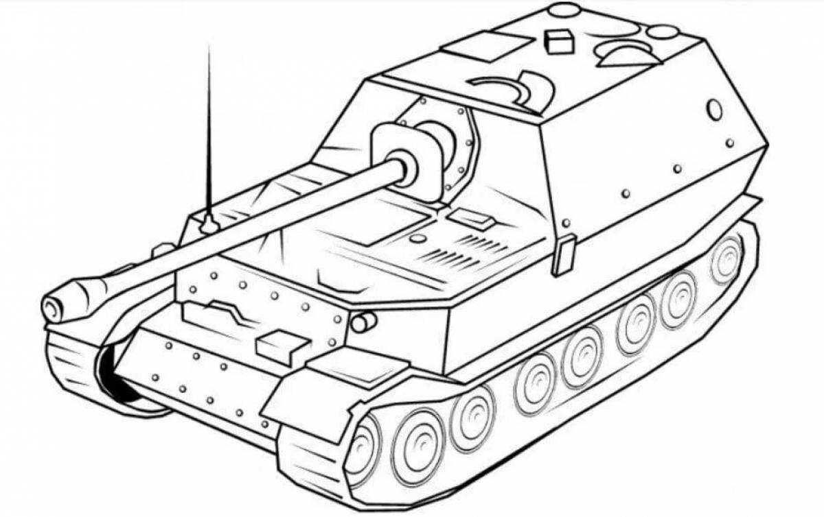 Фото Страница раскраски с изображением танков