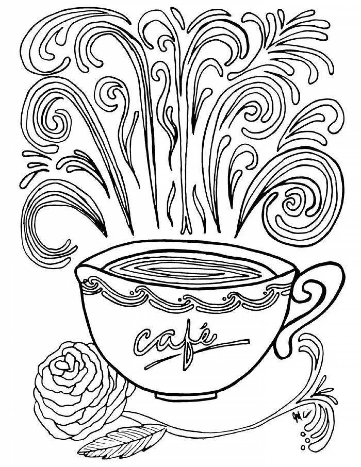 Фото Раскраска радостная чашка кофе