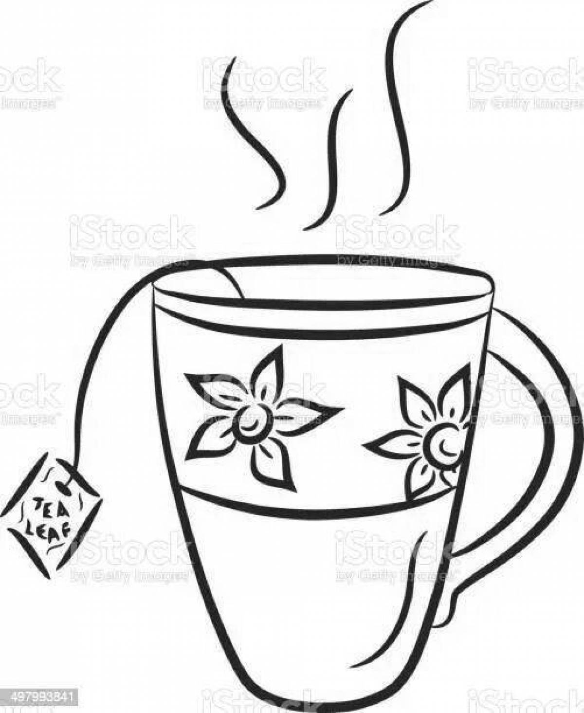 Фото Освежающая чашка чая раскраска