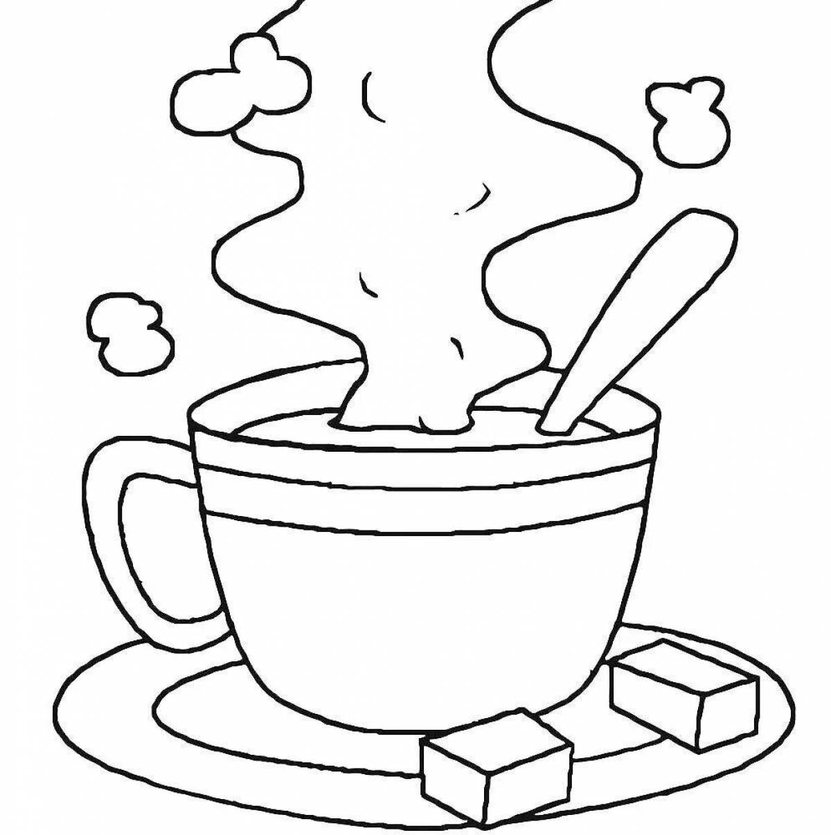 Фото Раскраска сияющая чашка чая