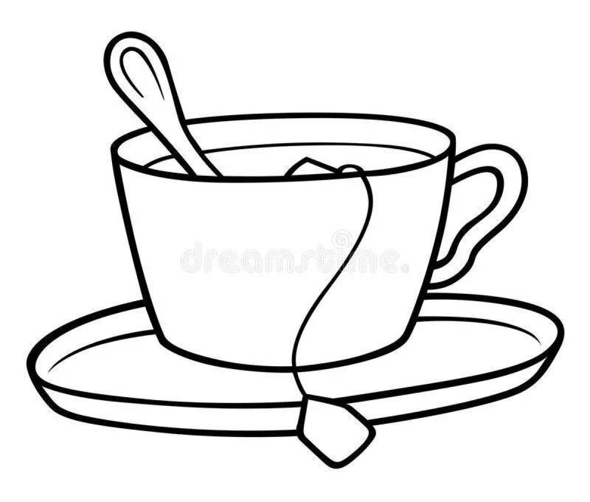 Фото Раскраска чашка чая с пузырьками
