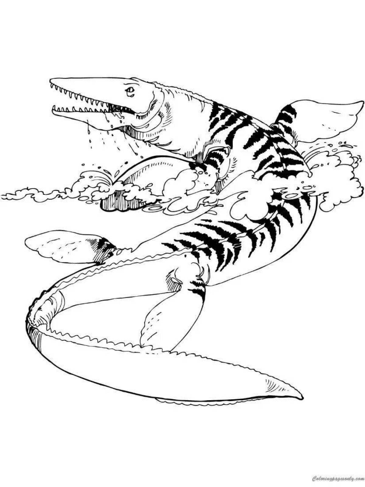 Фото Игривая страница раскраски морских динозавров
