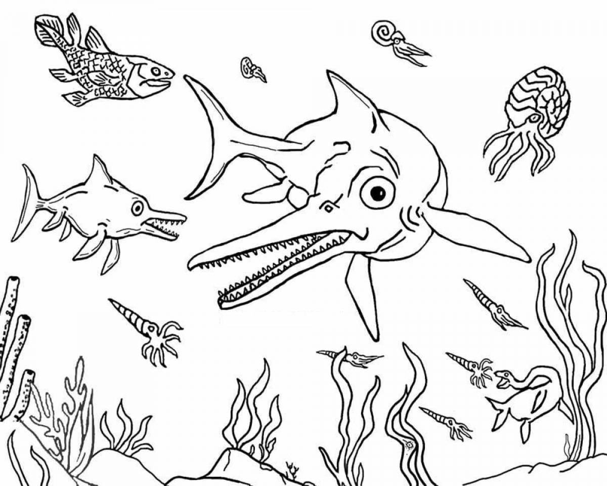 Exquisite marine dinosaur coloring page