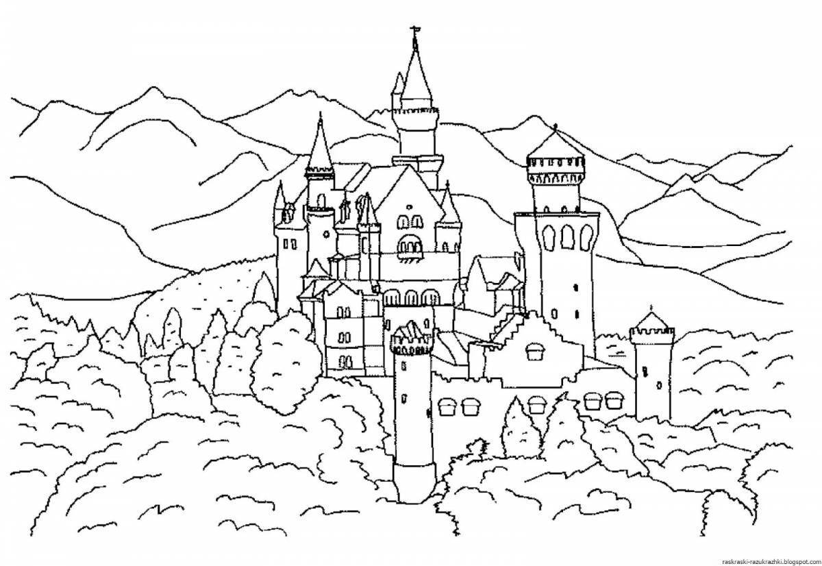 Фото Раскраска «роскошный сказочный замок»