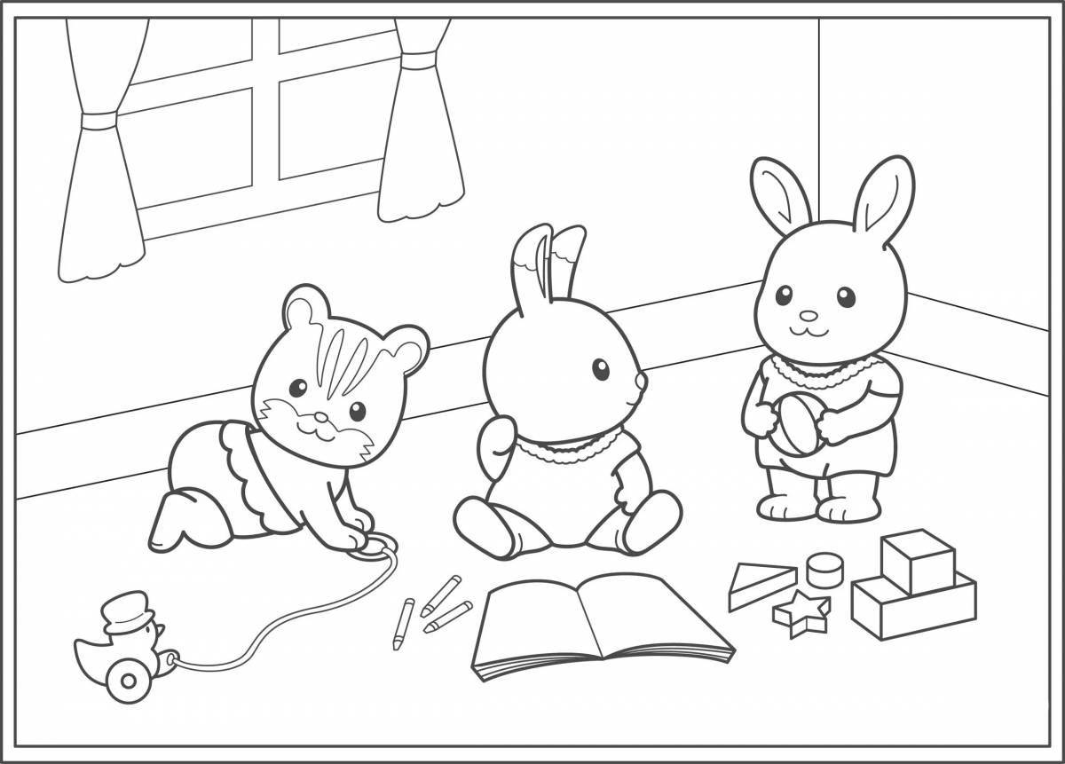 Фото Семейная раскраска игривого кролика