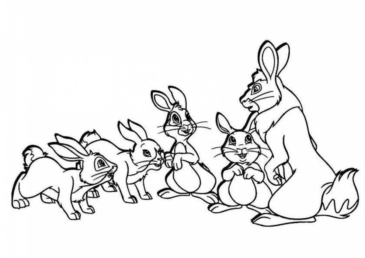 Фото Раскраска красочная семья кроликов