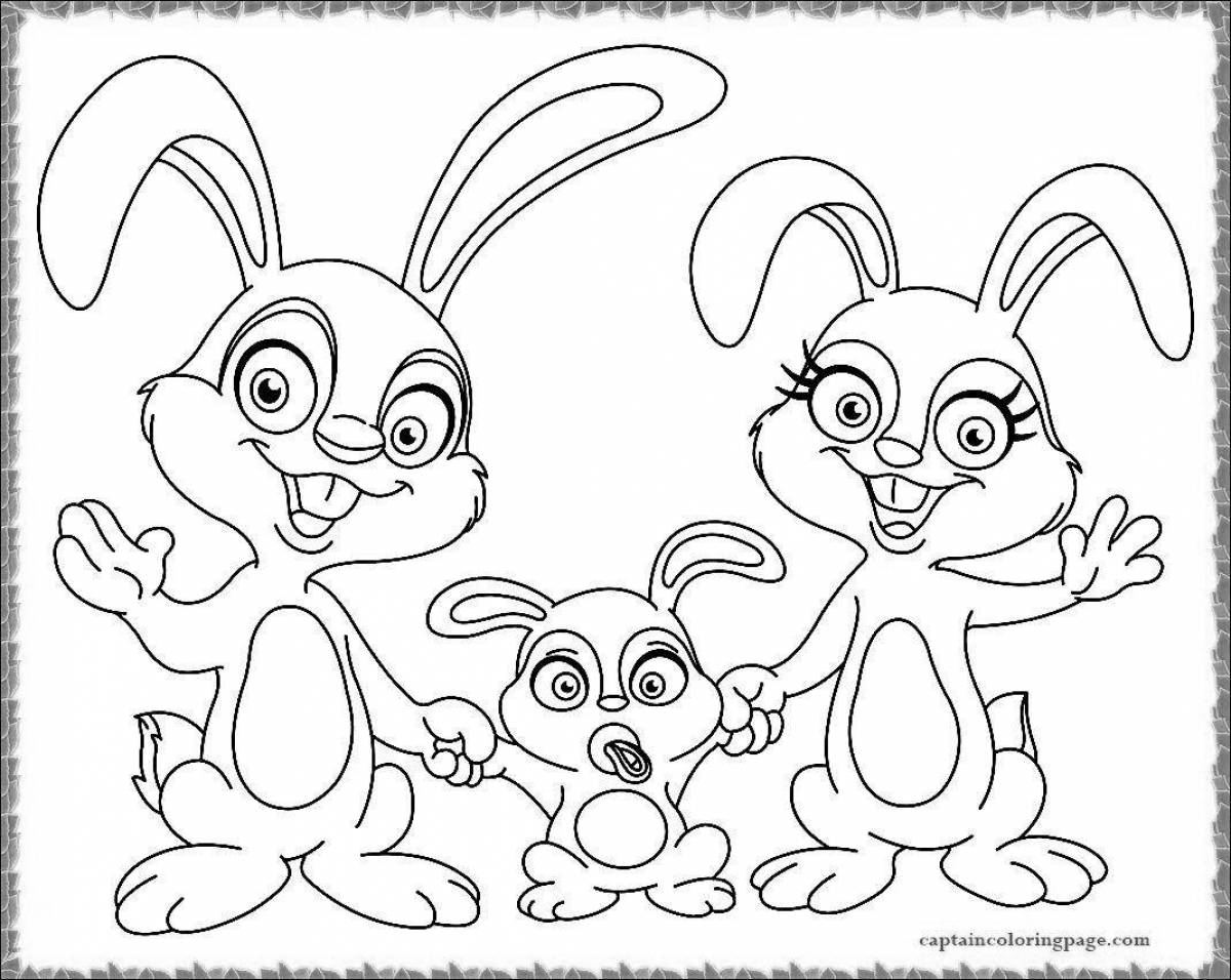 Фото Раскраска «веселая семья кроликов»