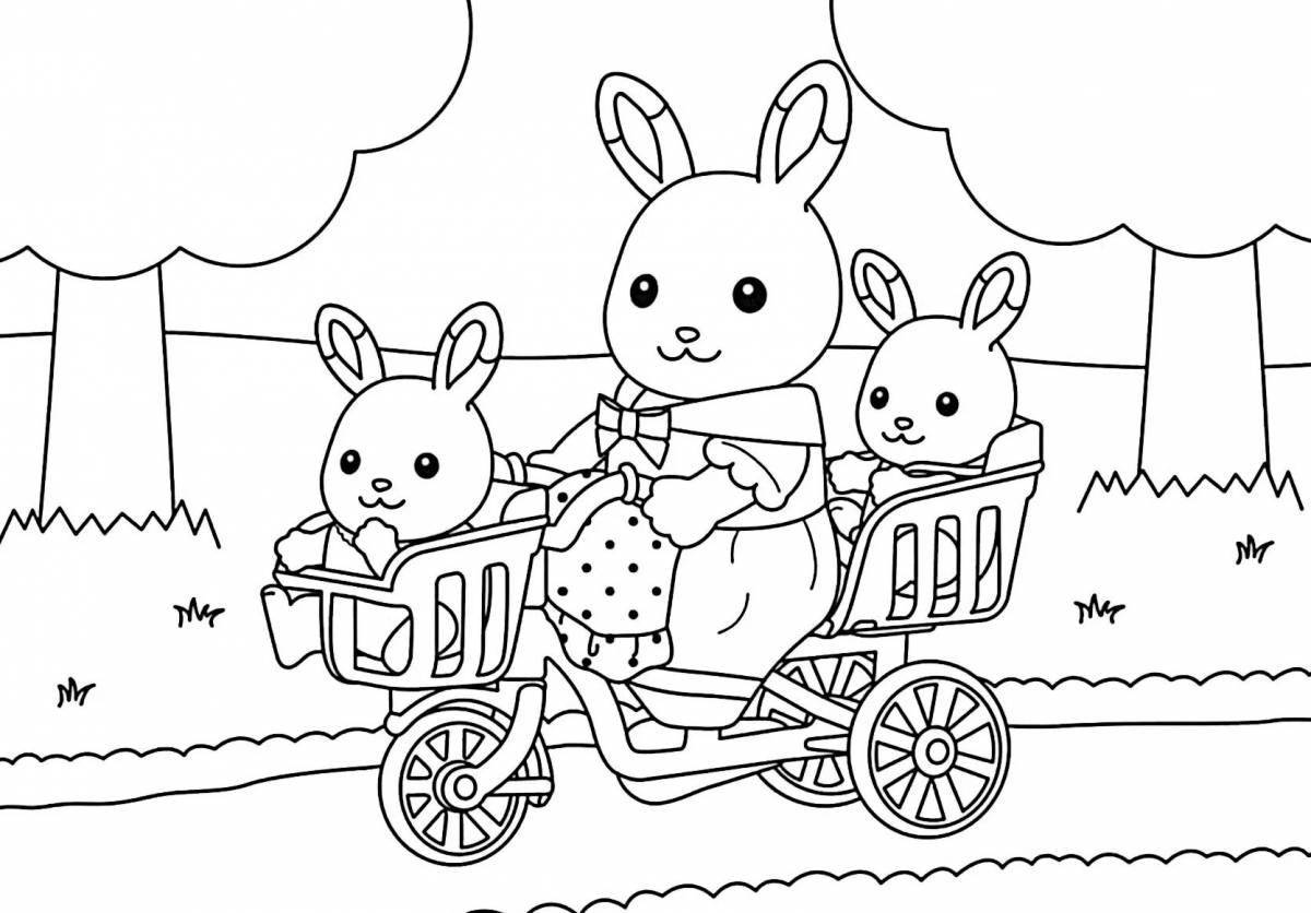 Фото Раскраска семья улыбающихся кроликов