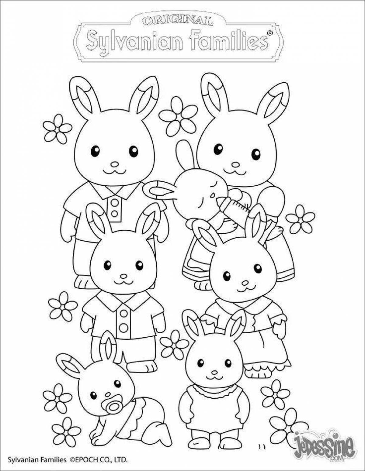 Фото Раскраска очаровательная семья кроликов