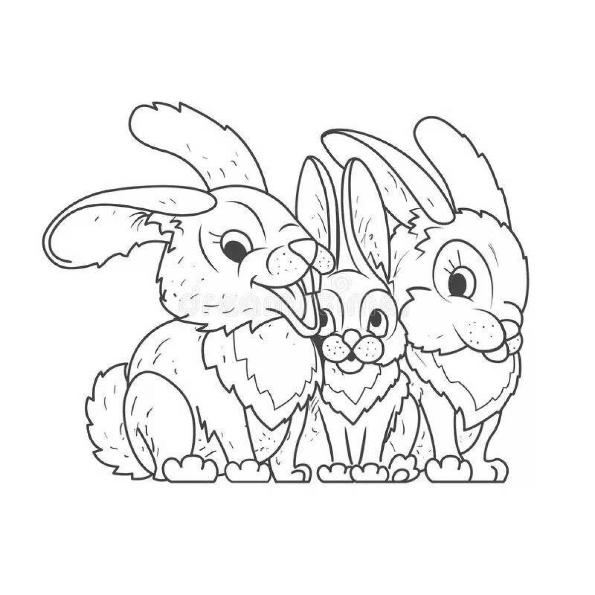 Фото Раскраска радостное семейство кроликов